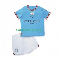 Camisola Manchester City Criança Equipamento Primeiro 2022-2023 Manga Curta